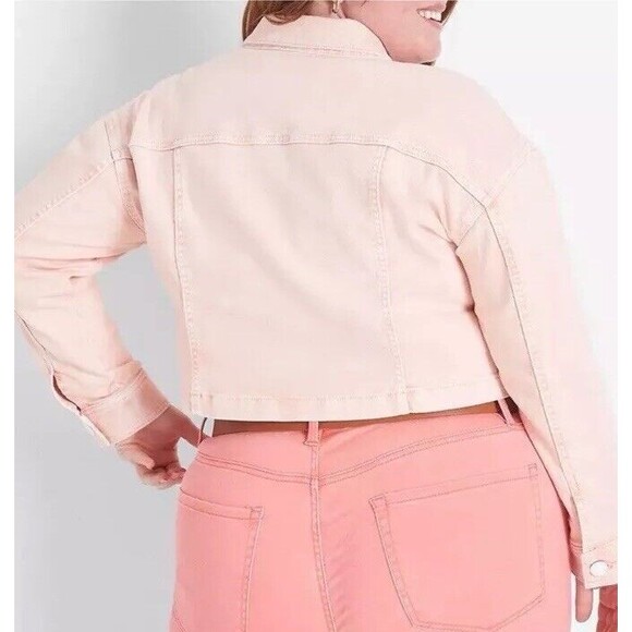 NWT Lane Bryant Pink Denim Jacket Size 38/40 - Picture 2 of 7